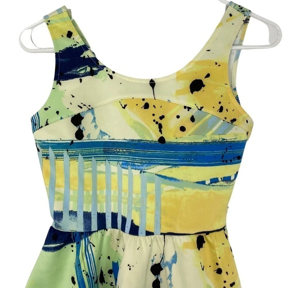 Aqua Brand Retro Fit & Flare Mini Dress Small Geometric Print Skater Barbie Core - Picture 3 of 6